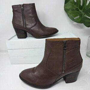 HUNTER Refined Leather Boots Womens 8.5 Water Resistant Brown Ankle Booties